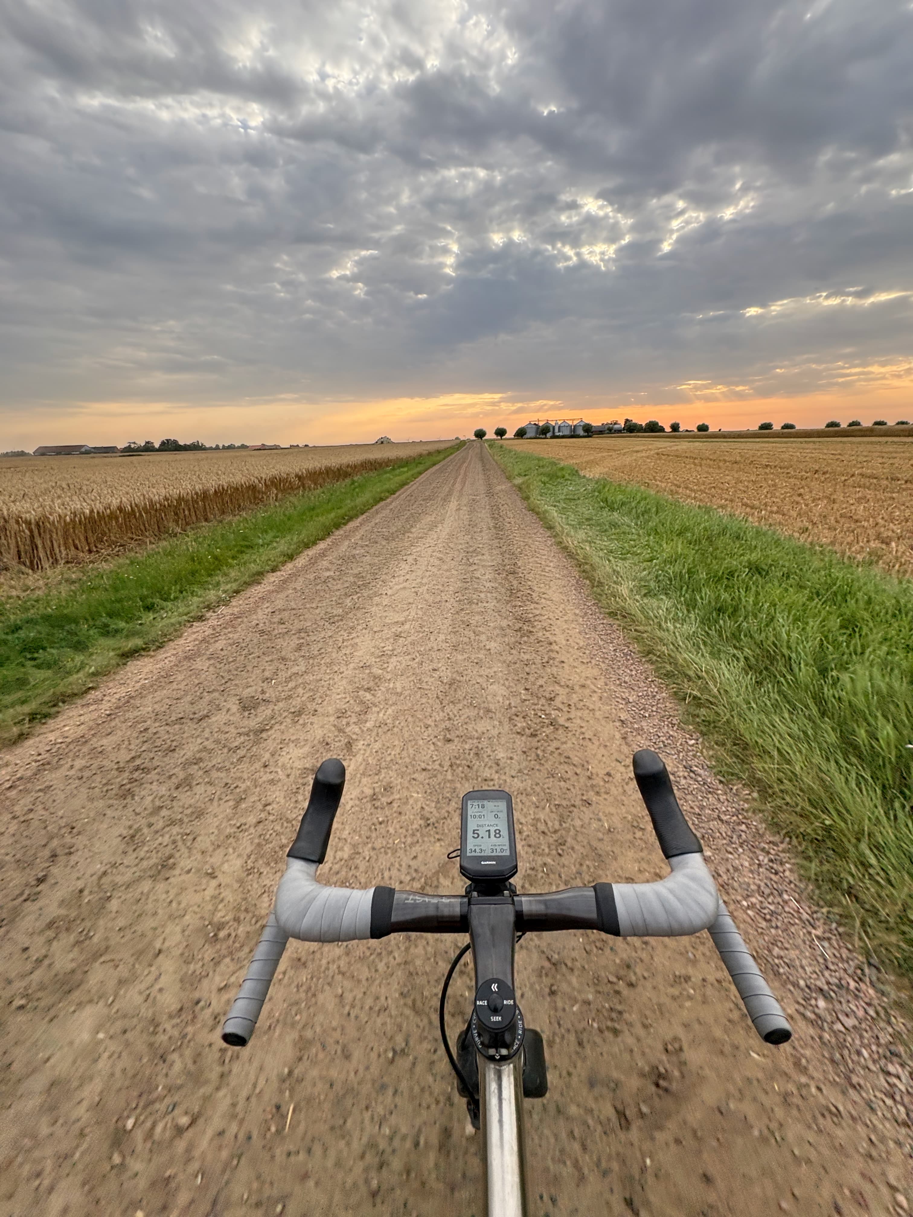 Gravel riding at golden hour